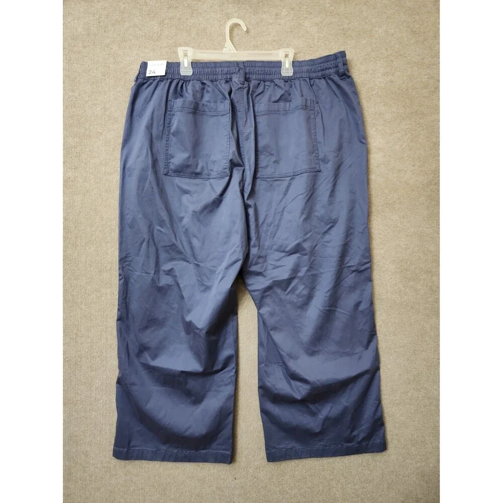 Lane Bryant Pull-On Super-Soft Straight Leg Chino Pants Women 24 Sateen Blue NEW